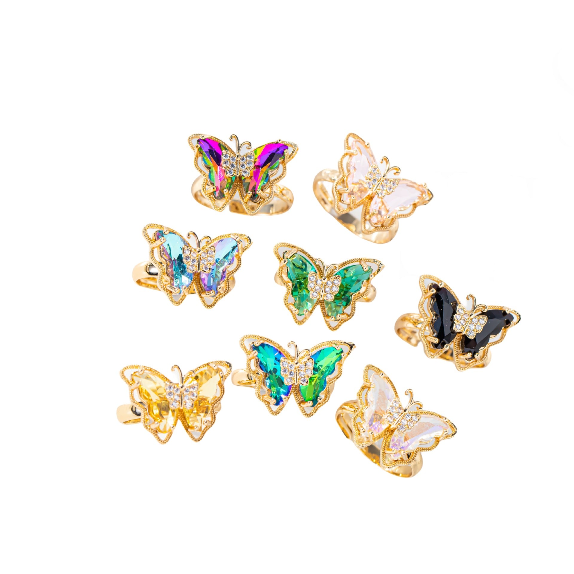 Wholesale Korean Sweet Butterfly Diamond Ring